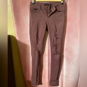 Angel Kiss Distressed Color Denim Jeans Purple Mauve Juniors Size 0